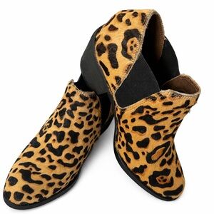 Naughty Monkey Leopard Calf Hair Booties 🐆 Boho Western Chic (6.5)